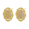 Enamel A-Z 26 Initial Letter Stud Earrings for Women Vintage Gold Plated Hollow Alphabet Oval Earrings Charm Jewelry - Image 10