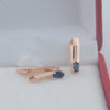 FJ Women Rose Gold Color Blue Stone Simulated Pearl Dangle Long Earrings - Image 4