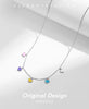MODIAN Solid 925 Sterling Silver Rainbow Colorful Enamel Hearts Pendant Necklace Adjustable Link Chain For Women Fine Jewelry