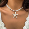 Boho Multilayer White Rope Chain Necklace for Women Large Resin Starfish Star Pendant Necklace Beach Party Jewelry - Image 1