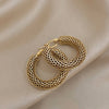 Stainless Steel Gold Color Geometric Metal Mesh Earrings For Women Girls Hoop Ear Jewelry Gift - Image 4