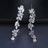 Zircons Marquise Cluster Flower Shape Cubic Zirconia Long Dangle Drop Earrings for Brides Wedding Party Jewelry - Image 5