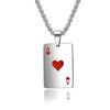 Stainless Steel Playing Card Pendant Necklace with Ace of Hearts or Ace of Spades Design - Image 8