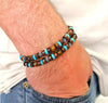 Vintage boho personality men's pine stone set necklace wood bead handmade beaded bracelet accessories - Image 5