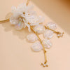 Ingemark Creative Punk Torques Chain Necklace Women Wed Bridal Elegant White Flower Hanging Drop Earrings Wed Bridal Jewelry Set - Image 6