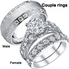 Sweet Romantic Couple Men Stainless Steel Ladies Wedding Ring Set Valentine's Day Jewelry - Image 1