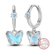 Silver Hoops Earrings Colorful Flower Butterfly Bee Drop Earring For Women Birthday Party Jewelry Gifts - Image 9