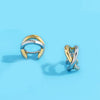 Punk Gold Plated Silver Color Mixing Metal Criss-cross Earrings for Women Geometric Small Ear Bone Aros Huggie Hoops Jewelry - Image 4