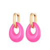 Hollow Oval Resin Acrylic Candy Color Pendant Hoop Earrings For Women Gold Color Stainless Steel Ear Buckle Female Jewelry - Image 3