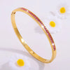 Buling Pink Crystal Zirconia Stainless Steel Bracelet for Women Versatile Stackable Jewelry Bangle Gift - Image 5