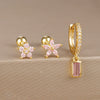 3pcs Stainless Steel Square Pink Zirconia Earrings Set For Women Small Helix Screw Cartilage Piercing Party Jewelry Accessories - Image 7