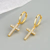 Silver Color Cross Zircon Pendant Earrings for Women Men Punk Hip Hop Piercing Personality Earrings Party Jewelry - Image 5
