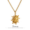 Stainless Steel Golden Casting Sun Pendant Necklace Simple Metal Texture Jewelry for Woman - Image 1