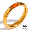 Gold Plated Shiny 12 Colors Birthstone Ring Stainless Steel Gold Plated Zircon Rings Zodiac ConstellationFor Women - Image 15