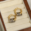 Greatera Two Tone Ring Huggie Earrings for Women Gold Plated Metal Geometric Round Circle Hoop Earrings Minimalist Jewelry - Image 2