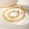 12.5mm/6mm Wide Stainless Steel Mesh Chain Bracelet Necklace For Women,Gold Plated Link Oval Tail Jewelry Set - Image 1