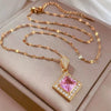 Geometry Square Necklace Earrings Jewelry Set Charm Ladies Jewelry Bridal Accessory Set Romantic Gift - Image 5