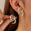 Rhinestone Interlocking Letter Earrings Double CZ Stud Earrings For Women Bridal Bridesmaid Wear - Image 1