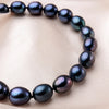 8-9 mm Freshwater Black Pearl Jewelry Necklace Silver Flower Buckle Jewelry For Women - Image 5
