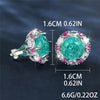 Green Ice Flower Zircon Clip Earring Rose Red Crystal Round Stone Earrings For Women Classic Silver Color Wedding Jewelry - Image 4