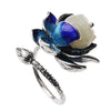 Hetian jade Enamel Porcelain Lotus Canopy Open Ring Chinese Retro Style Design Silver jewelry - Image 6