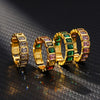 Colorful Cubic Zirconia Open Ring in Gold-Tone Stainless Steel - Image 5