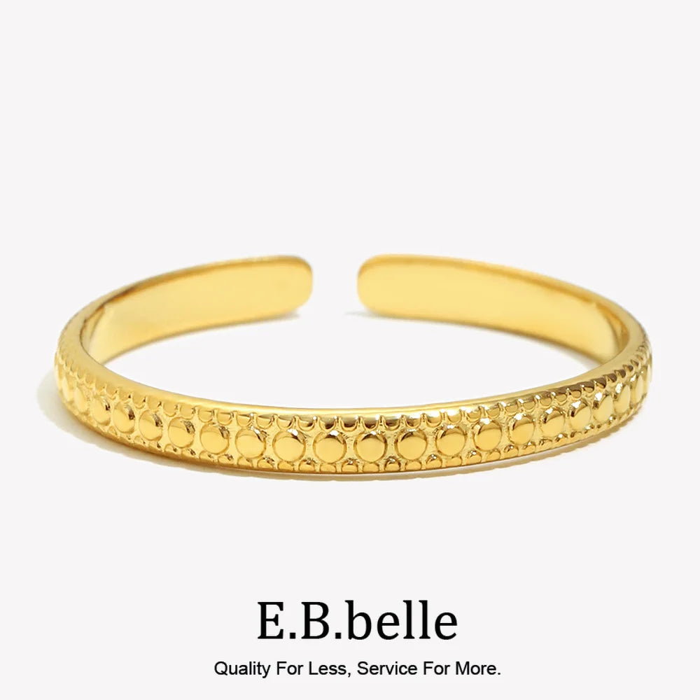 Women's Geometric Round Beads Pattern Open Size Thin Rings Stainless Steel Unique Design Stackable Finger Jewelry - Image 1