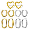 1 Pair Round Bead Design Hoop Earrings For Women Men Stainless Steel Ear Buckle Geometric Love Heart Oval Party Jewelry - Image 1