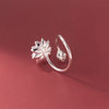 Silver Lotus Flower Adjustable Rings For Women Wedding Engagement Jewelry Accessories Jewellery - Image 3