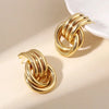 Stainless Steel Three-Layer Knot Earrings for Women Vintage Glossy Geometric Twisted Earrings Party Jewelry Gifts - Image 6