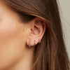 Stainless Steel Hoop Earrings with Multicolor Zircon Details - Image 2