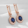 Shiny Blue Zircon Dangle Earrings for Women Rose Gold Color Party Daily Jewelry - Image 5