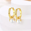 Silver Pearl Golden Geometry Hoop Earrings For Women Birthday Party Wedding Jewelry Engagement Jewelry - Image 3