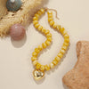 Colorful Acrylic Bead Choker Necklace with Heart Pendant - Image 41