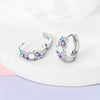 Colorful Cubic Zirconia Huggie Hoop Earrings in Flower Butterfly and Clover Designs - Image 92