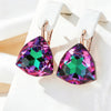 25 13mm Purple Triangular Stone Drop Earrings For Women Rose Gold Color Unique Big Zircon Jewelry Gifts - Image 1