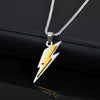 Stainless Steel Double Layer Lightning Necklaces with Box Chain,Hiphop Punk Two Tones Mens Pendant - Image 1