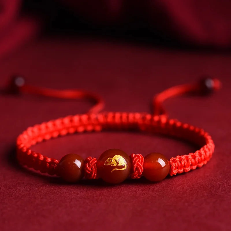 Good Luck 12 Constellation Zodiac Sign Braided Animal Couples Bracelet for Men Women Red Rope Bracelet Year Jewelry Gift - Image 1