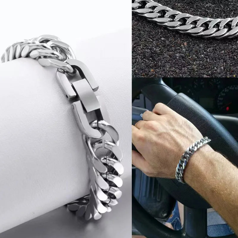 8/10/12MM Cuban Link Chain Bracelets for Men Women Stainless Steel Curb Link Chain Wristband Jewelry Gifts - Image 1