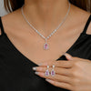Elegant Waterdrop Style Jewelry Sets for Women Pink Crystal Necklace Earrings Bridal Wedding Party Jewelry Sets - Image 1