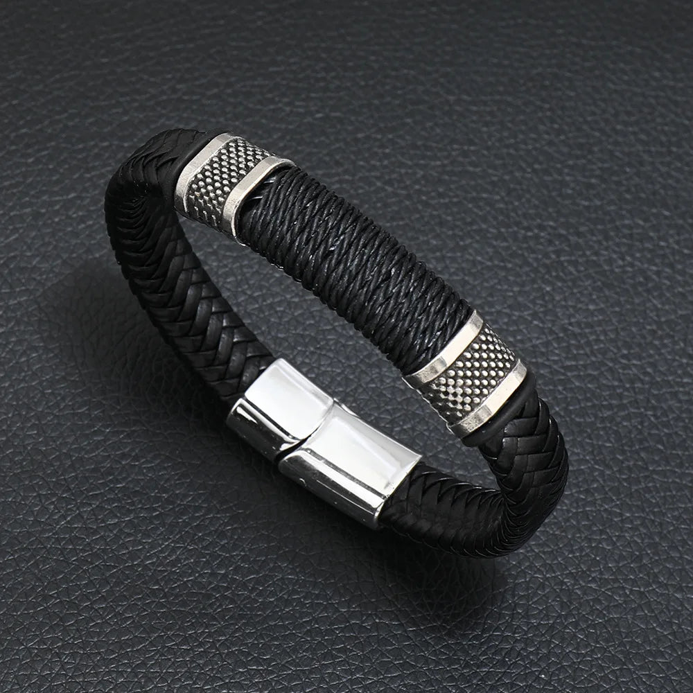 Men Leather Bracelets Men Stainless Steel Multilayer Braided Rope Bracelets for Male Female Bracelets Jewelry - Image 1