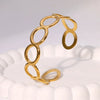 Circular Hollow-Out Cuff Bracelet, Gold Color Stainless Steel Wide Bangle for Women, Jewelry Unique Gift - Image 5