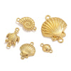 5pcs Stainless Steel Gold Plated Seashell Turtle Conch Double Hole Charms Jewelry Connector For Bracelet Necklace Making Pendant - Image 2