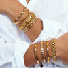 Minimalist Gold Color Plated Stainless Steel Hammer Pattern Double Layer Bracelet Foldable Wrinkle Bracelet Women's J - Image 5