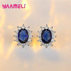 Silver Plated Women Wedding Engagement Jewelry Sets Princess Oval Zircon Crystal Necklace Earrings Ring - Image 14