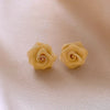 French Romantic Gold Color Hollow Metal Rose Shape Earrings Sweet Women's Accessory Unusual Jewelry for Valentine's Day - Image 3