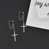 Silver Color Cross Zircon Pendant Earrings for Women Men Punk Hip Hop Piercing Personality Earrings Party Jewelry - Image 11