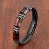 Tiger Eye Bead Bracelet with Stainless Steel Details in Multiple Colors - Image 2