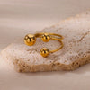 Stainless Steel Double-layer Beads Rings for Women Gold Plated Geometric Ball Bead Open Ring Aesthetic Punk Jewelry - Image 2