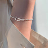 Silver Geometric Square Round Bead Bracelet For Women Personality Temperament Simple Hand Jewelry Party - Image 3